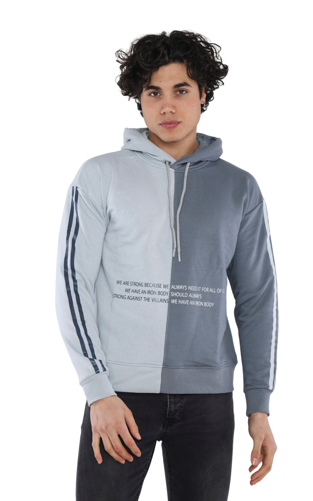 Sweatshirt Imprimé 22KO 5027 en Gris Clair et Foncé