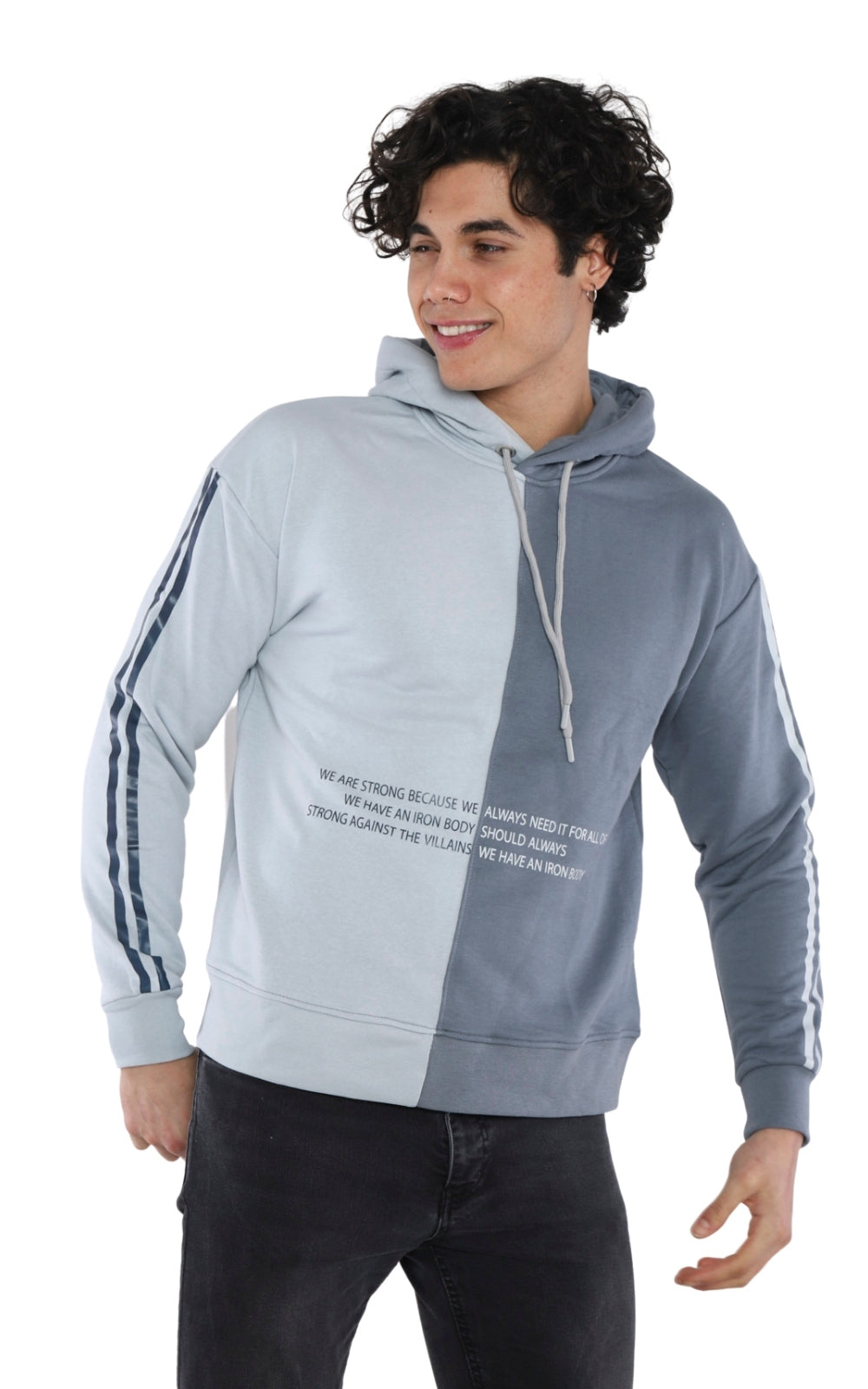 Sweatshirt Imprimé 22KO 5027 en Gris Clair et Foncé