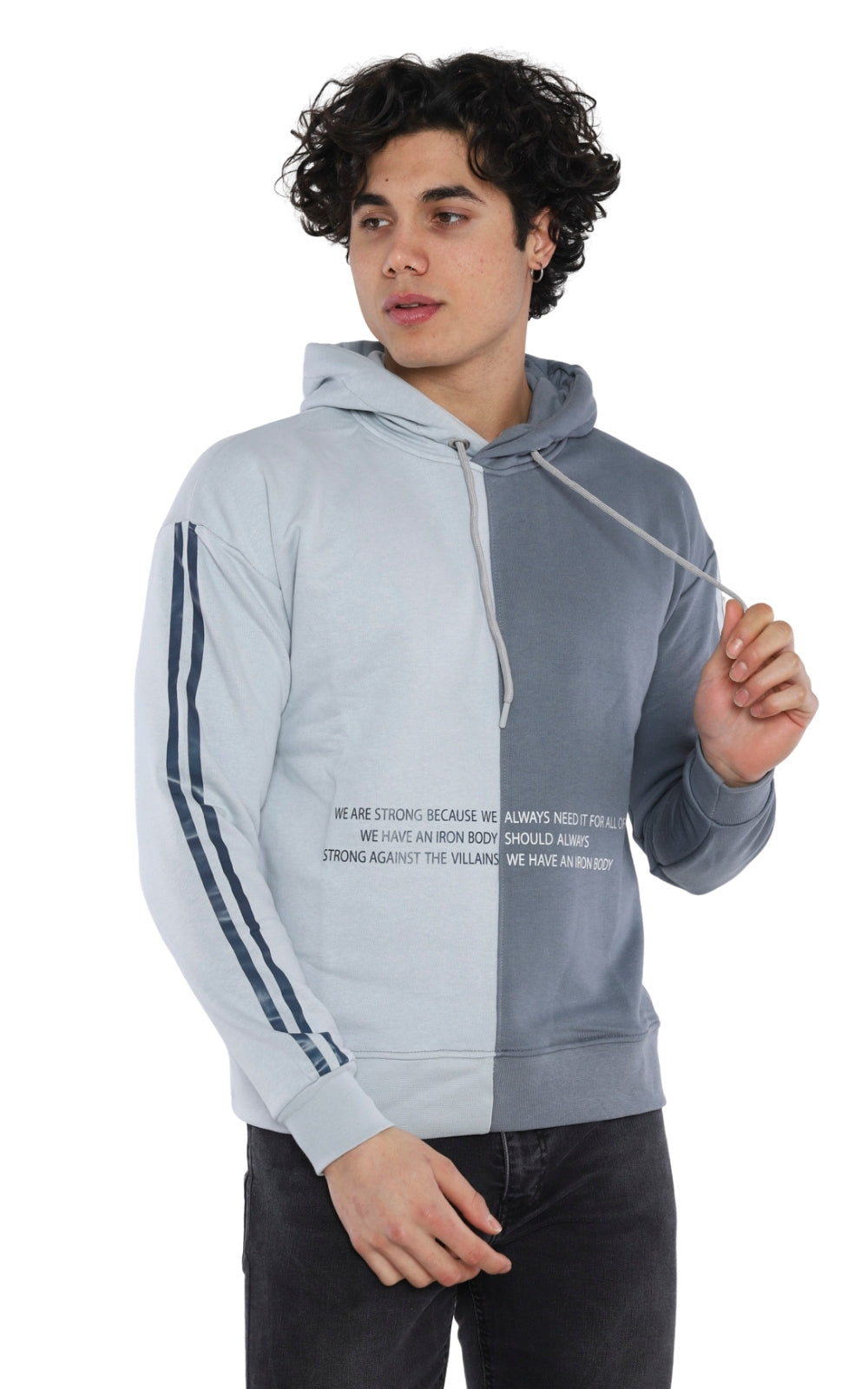Sweatshirt Imprimé 22KO 5027 en Gris Clair et Foncé
