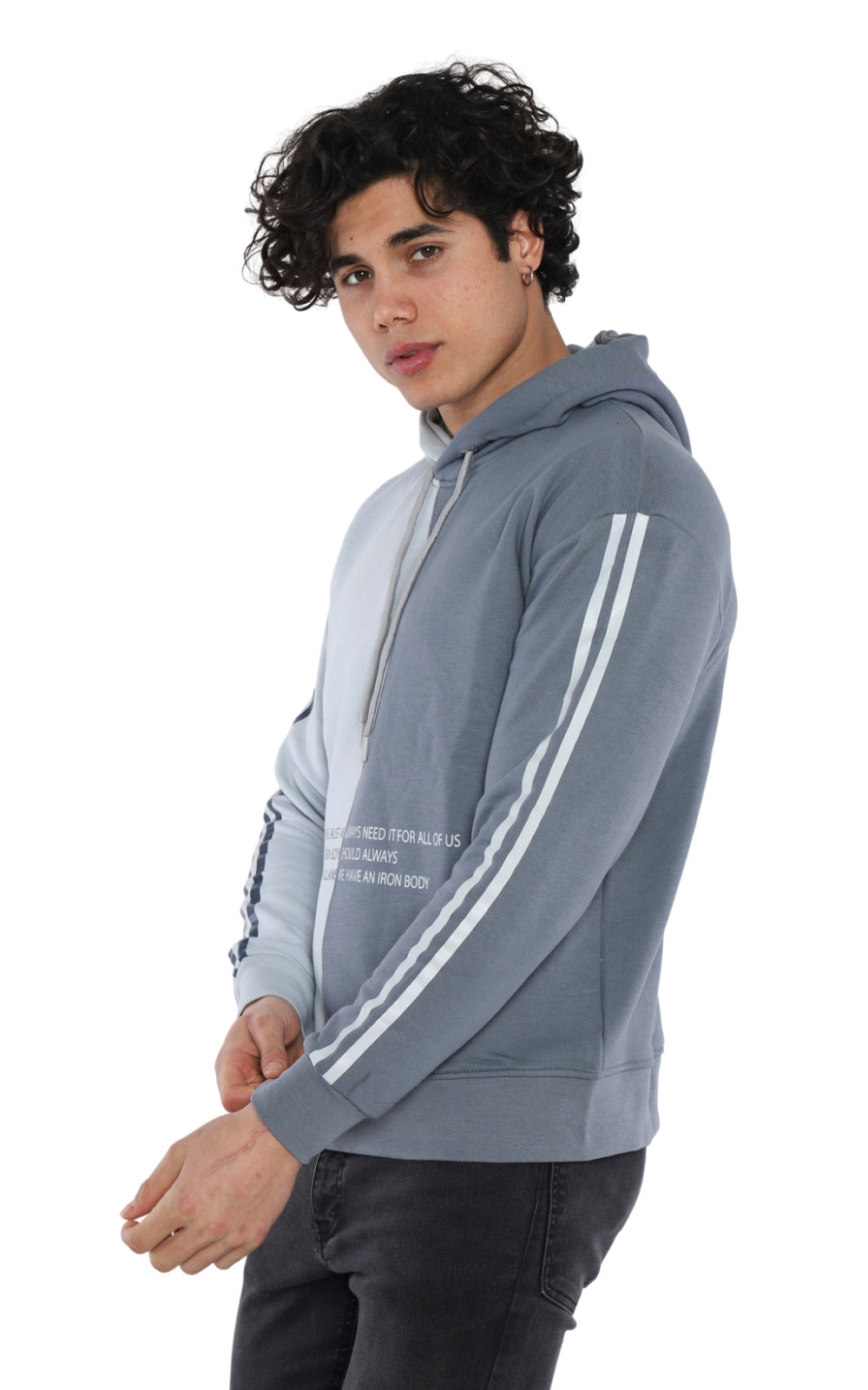 Sweatshirt Imprimé 22KO 5027 en Gris Clair et Foncé
