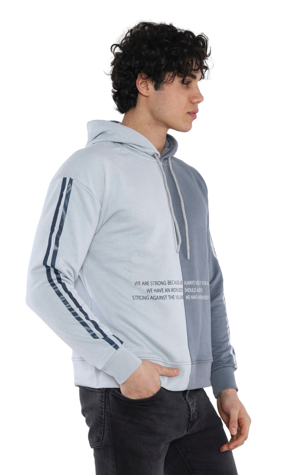 Sweatshirt Imprimé 22KO 5027 en Gris Clair et Foncé